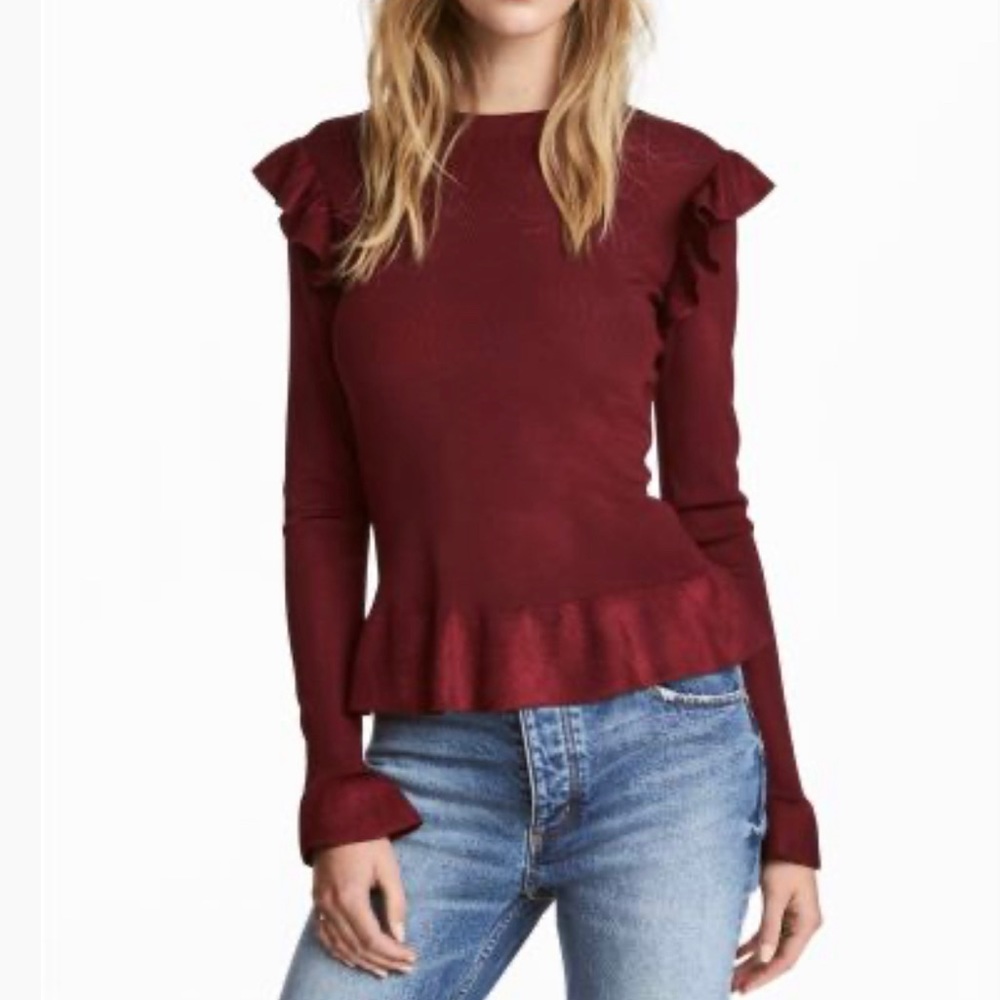 H&M long sleeve ruffle top